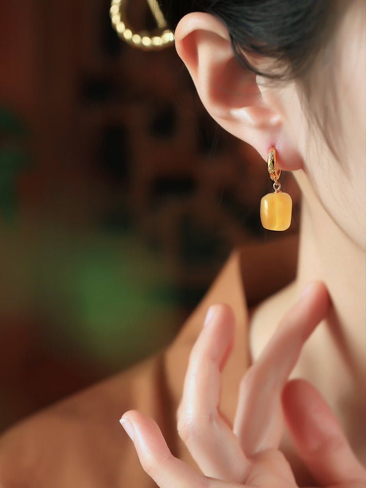 Square Sugar Beeswax Earrings｜Stylish Jewelry - OrientGem