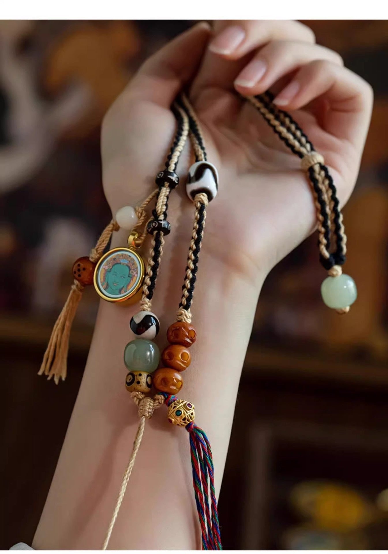 Thangka Necklace + Handmade Rope - necklace - ORIENTGEM