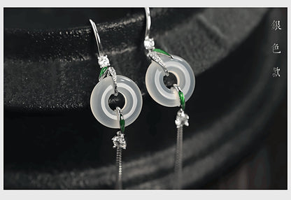 Tina Jade Earrings | Jade Jewelry, detail view of the handcrafted natural stone earrings