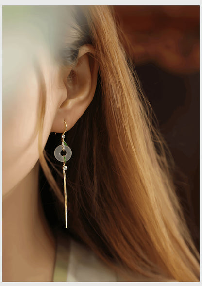 Tina Jade Earrings | Jade Jewelry, detail view of the handcrafted natural stone earrings