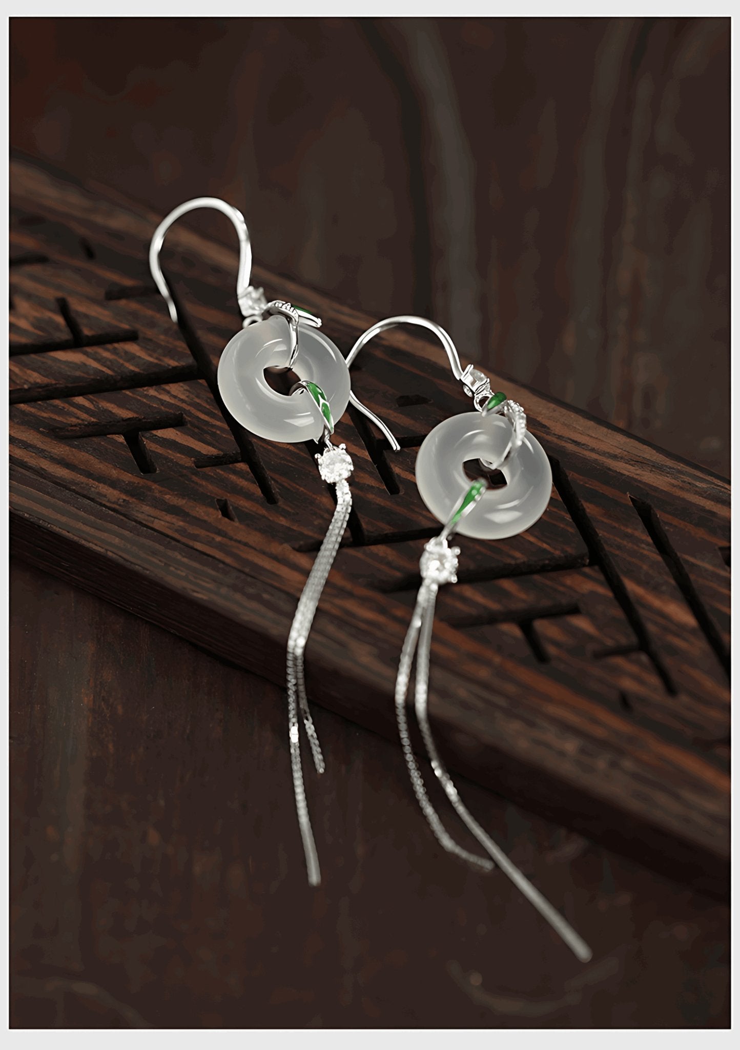 Tina Jade Earrings | Jade Jewelry, detail view of the handcrafted natural stone earrings