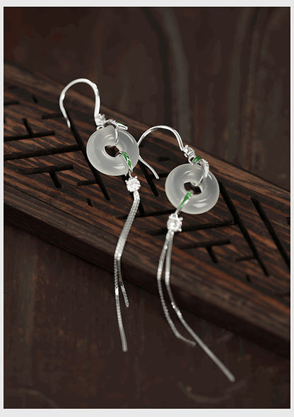 Tina Jade Earrings | Jade Jewelry, detail view of the handcrafted natural stone earrings