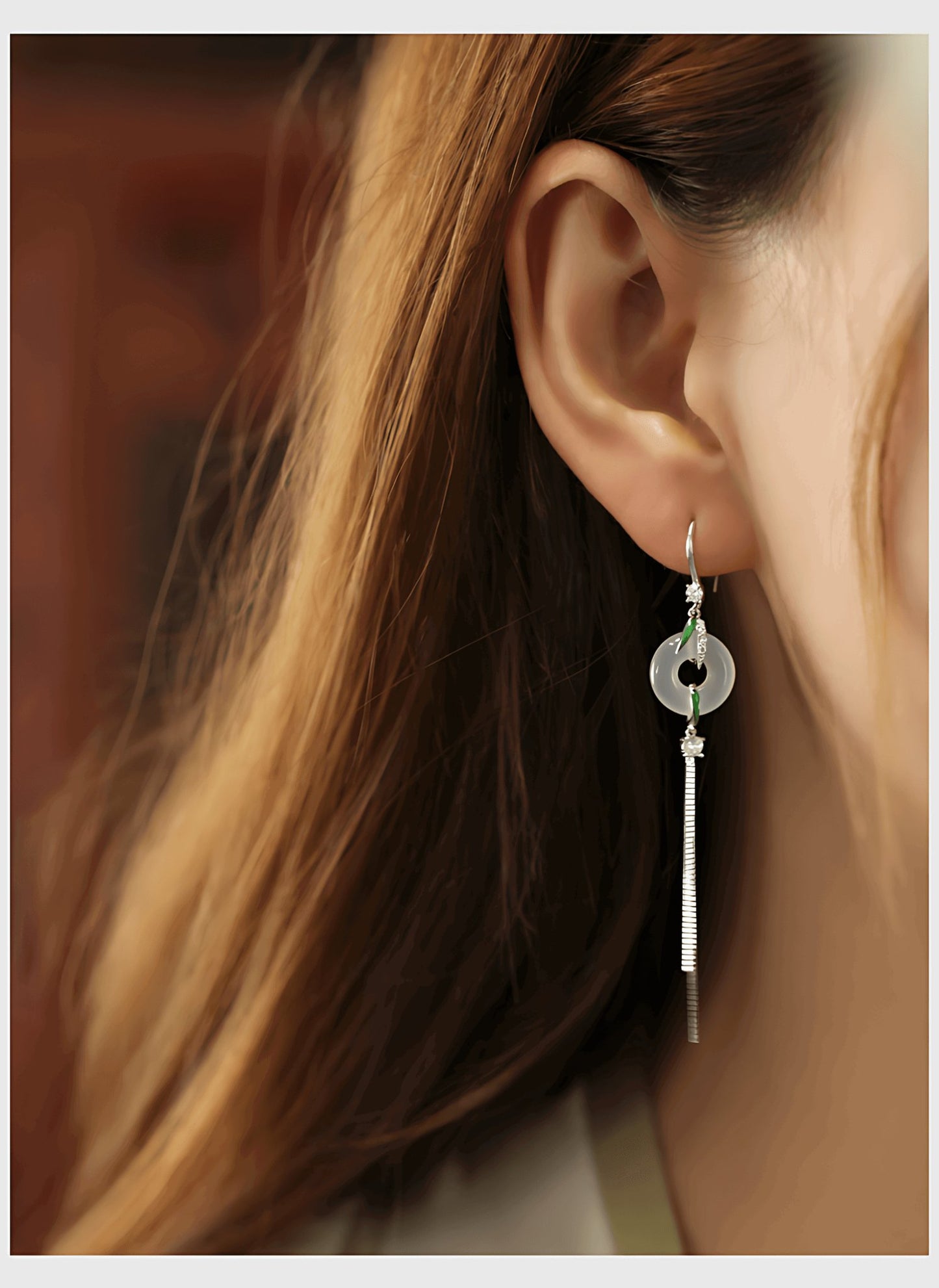 Tina Jade Earrings | Jade Jewelry, detail view of the handcrafted natural stone earrings