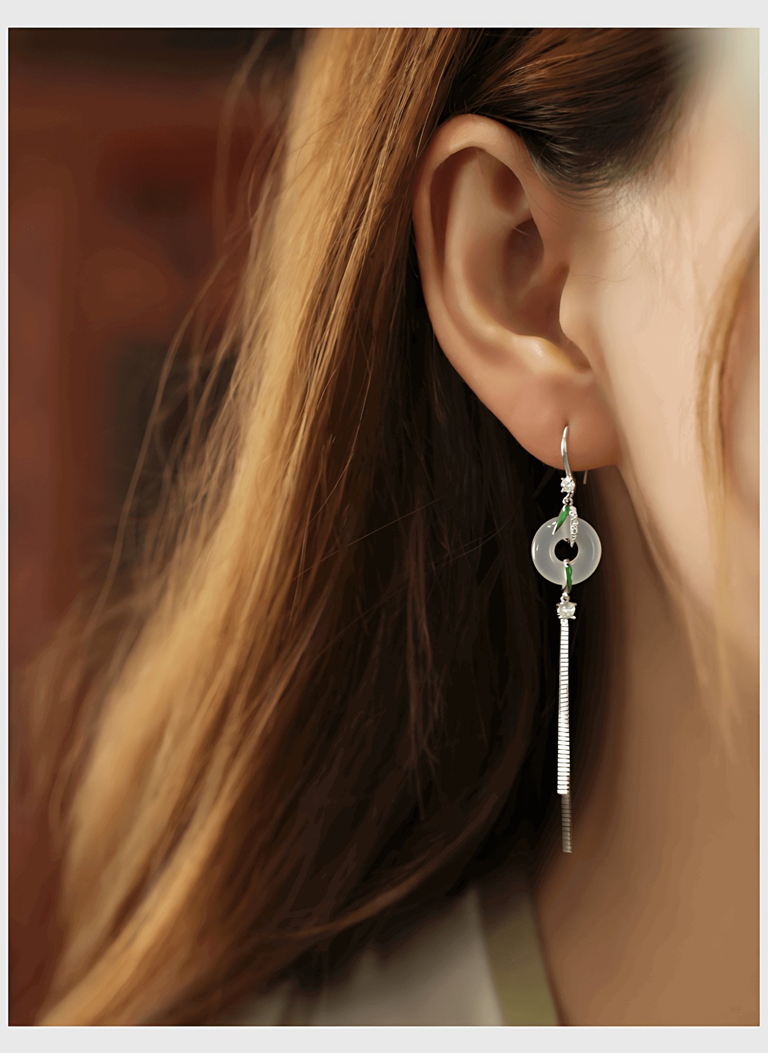 Tina Jade Earrings | Jade Jewelry, detail view of the handcrafted natural stone earrings