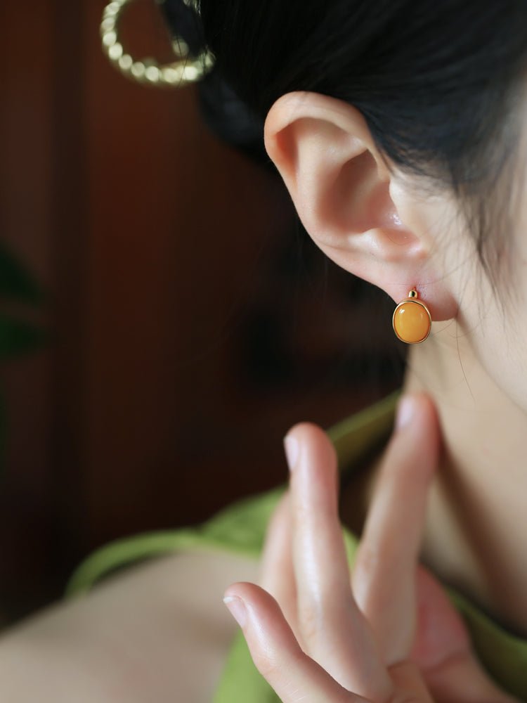 Yellow Beeswax Earring | Jade Jewelry - OrientGem