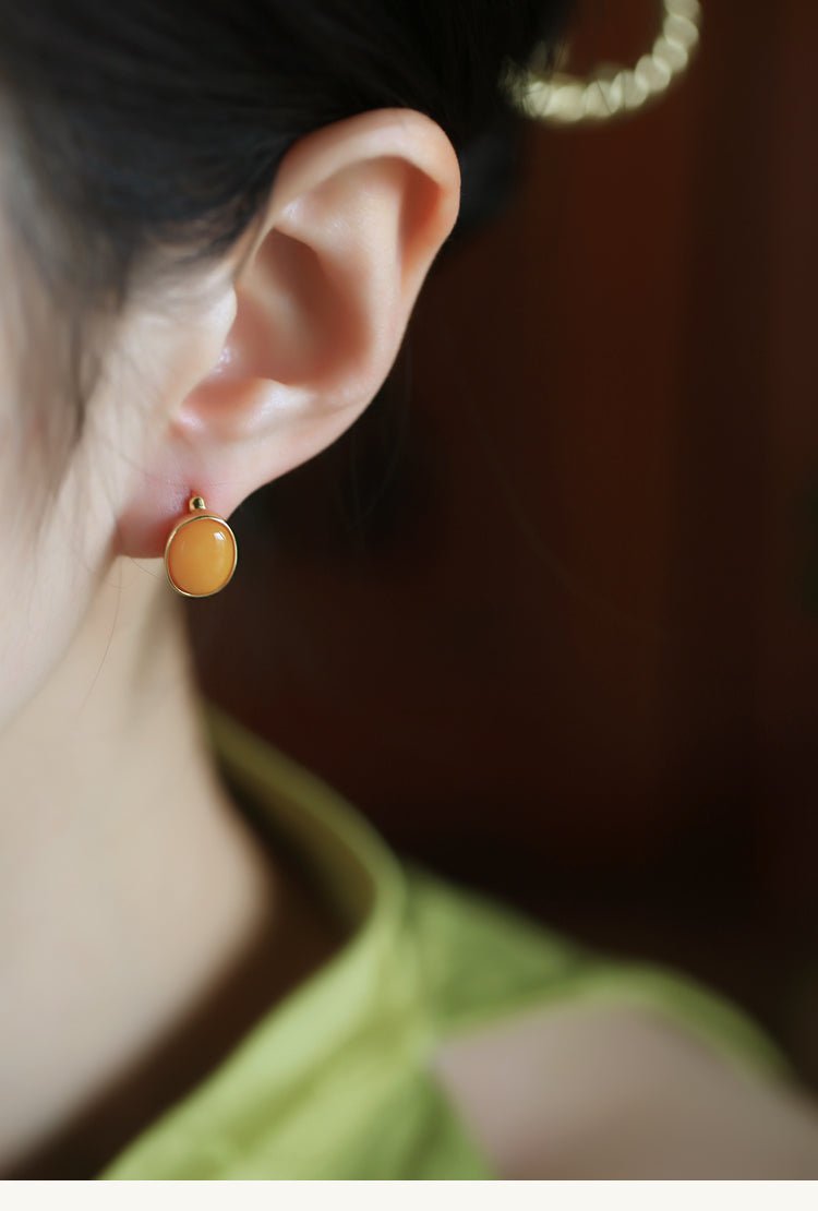 Yellow Beeswax Earring | Jade Jewelry - OrientGem