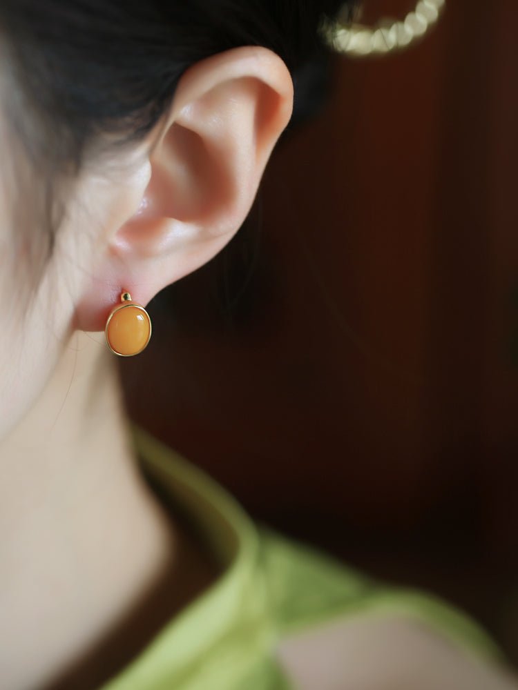 Yellow Beeswax Earring | Jade Jewelry - OrientGem