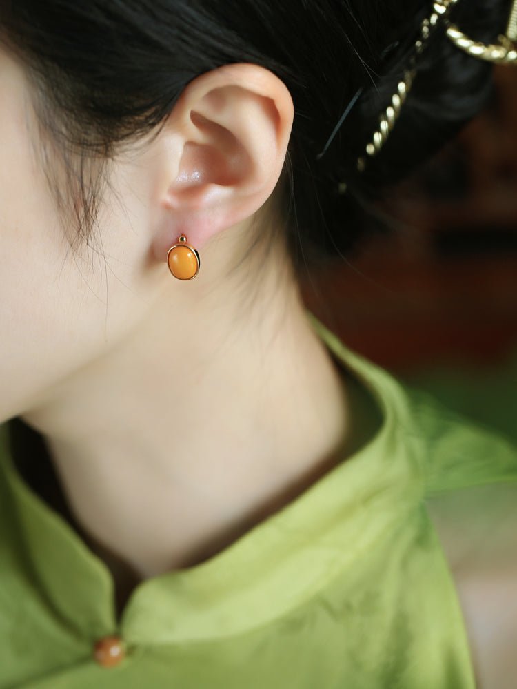 Yellow Beeswax Earring | Jade Jewelry - OrientGem