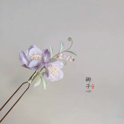 ZheQiongZhi Ronghua Flower Hairpin - Velvet Flower - ORIENTGEM