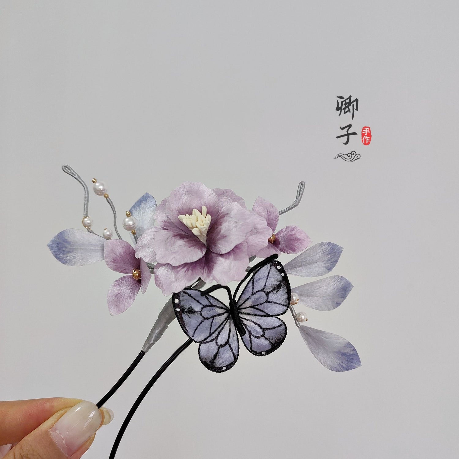 ZuiQingYou Ronghua Flower Hairpin - Velvet Flower - ORIENTGEM